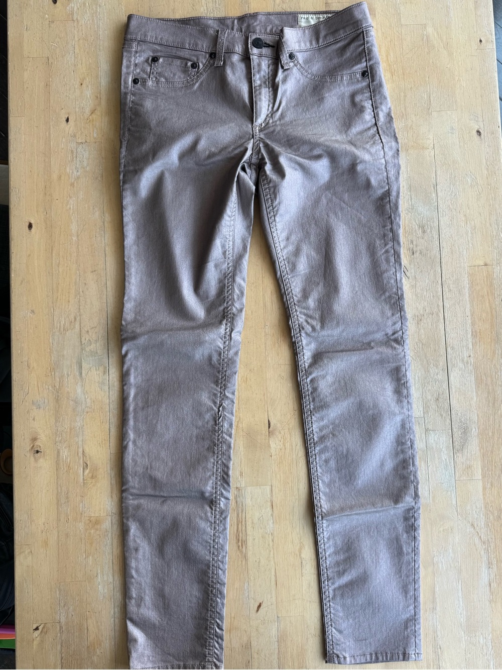 rag & bone Skinny Jeans in Rose Metallic